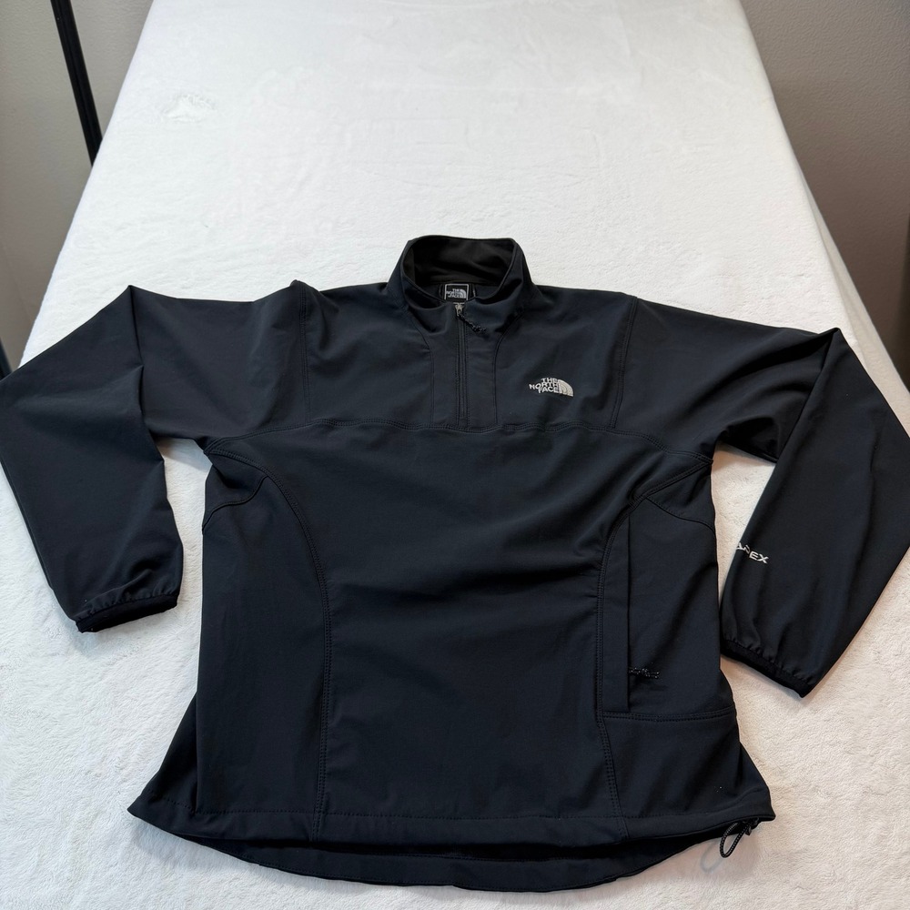 The North Face Apex Softshell Pullover Womens Medium Black Good AXK6 Quarter Zip